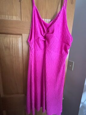 SHEIN Fuchsia Knot-Front Midi Slip Dress
